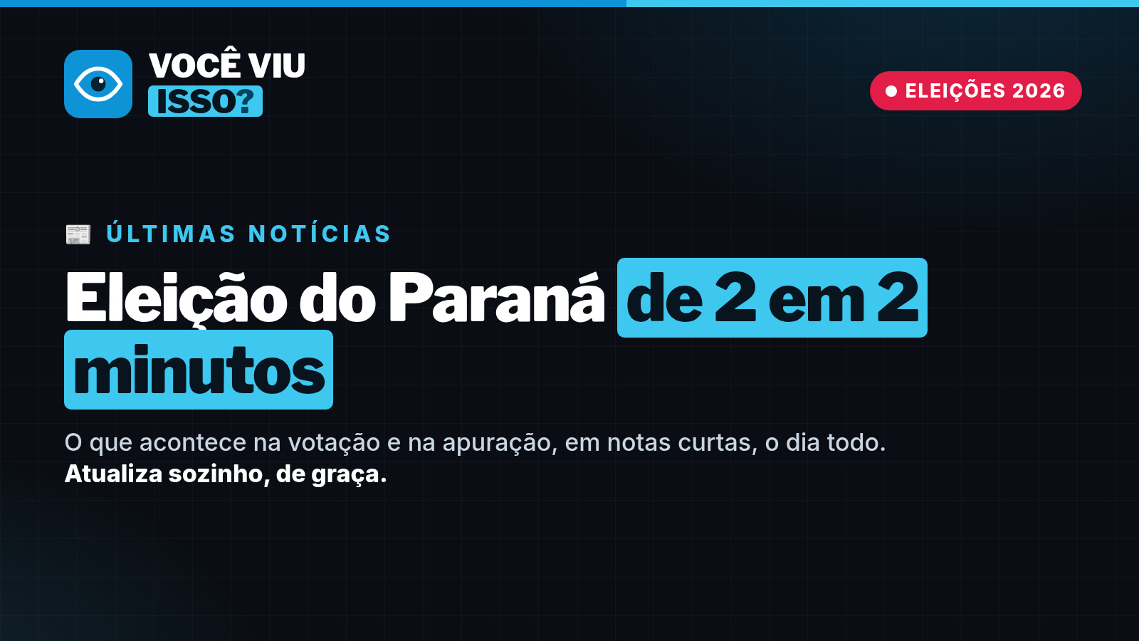 Eleição do Paraná de 2 em 2 minutos: Você Viu Isso? reúne as últimas notícias da votação e da apuração num lugar só