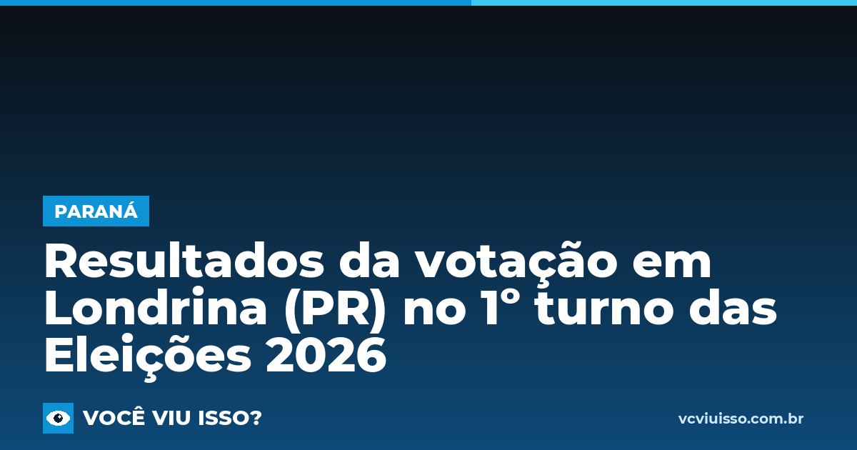 Resultados da votação em Londrina (PR) no 1º turno das Eleições 2026