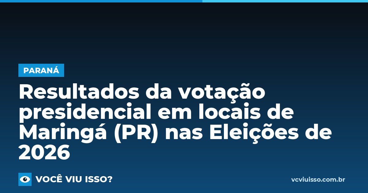 Card: Resultados da votação presidencial em locais de Maringá (PR) nas Eleições de 2026