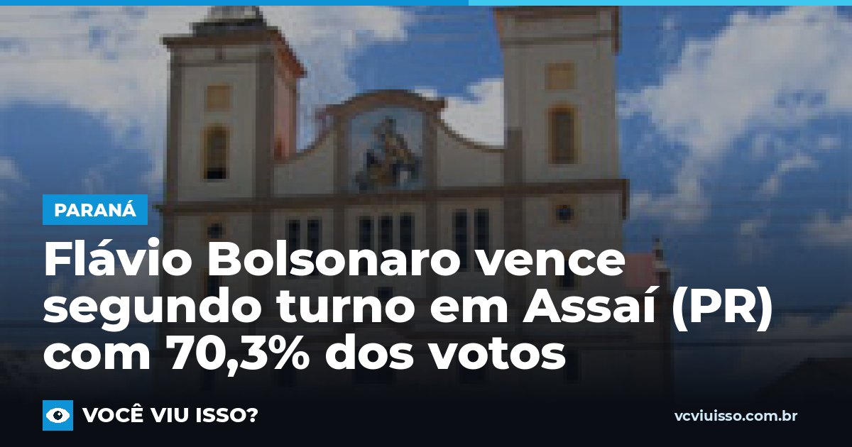Card: Flávio Bolsonaro vence segundo turno em Assaí (PR) com 70,3% dos votos