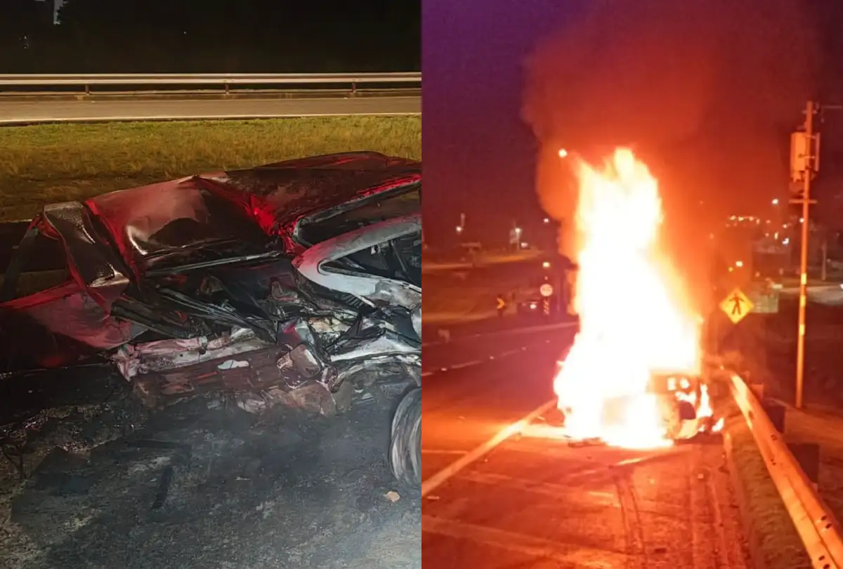 Acidente na BR-116: carro pega fogo, uma morte carbonizada e motorista é preso