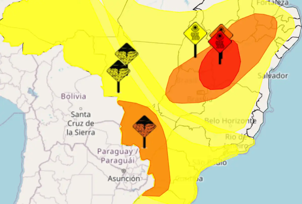 Inmet emite alertas de tempestades e baixa umidade para grande parte do Brasil neste sábado
